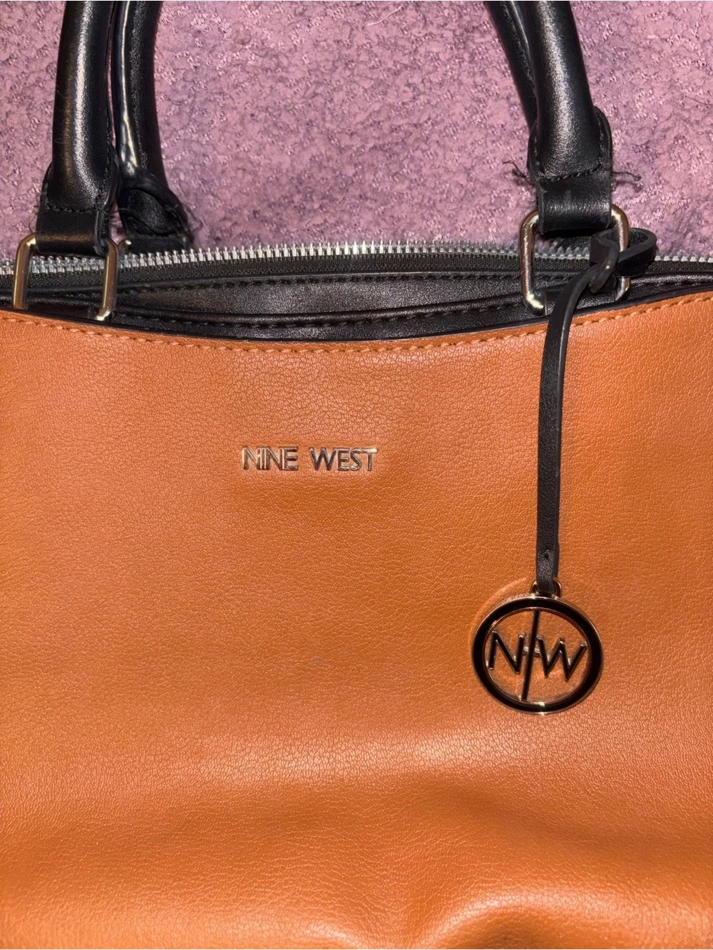 Nine West Two-Tone Brown, Black & Cream Satchel